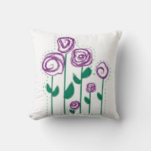抽象的な刺繍の花の枕
