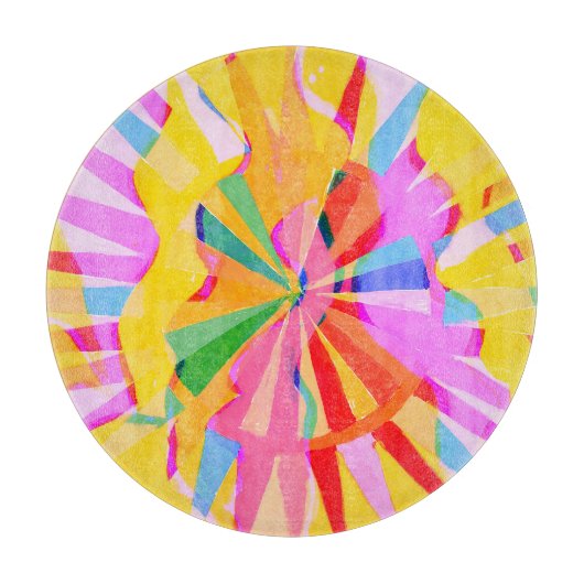 抽象的な創造的な絵画、カラフルな背景。 カッティングボード (正面)