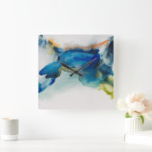 抽象的な地勢-青 スクエア壁時計 (ホーム)