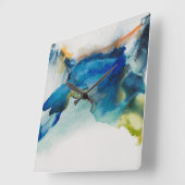 抽象的な地勢-青 スクエア壁時計 (傾斜)