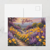 抽象的な夏の花の誕生日 ポストカード (正面/裏面)