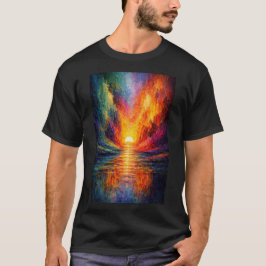 抽象的な夕焼けのリフレクションアート Tシャツ