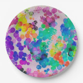 抽象的な多色の誕生日ボケの泡 ペーパープレート (正面)