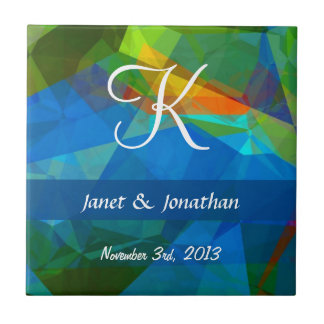 抽象的な多角形39のカスタマイズ可能なモノグラム タイル