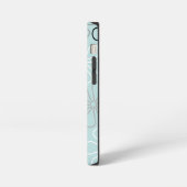 抽象的な大きな花のアウトライン BW+ダックエッグブルー iPhoneケース (左側面)