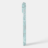 抽象的な大きな花の輪郭 BWG+ダックエッグブルー iPhoneケース (左側面)