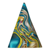 抽象的な大理石の渦巻き 黄色 ティール ターコイズ ブルー パーティーハット (右)