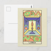 抽象的な天秤座のシンボル アート ヴィンテージ ポストカード (正面/裏面)