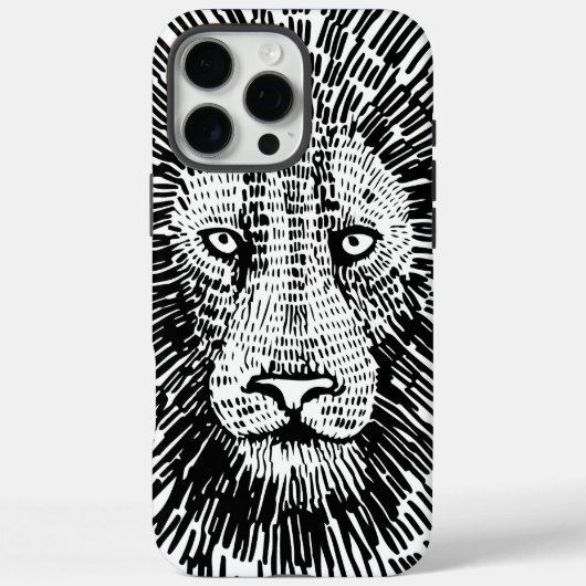 抽象的な太い線で描かれたライオンの顔のイラスト Case-Mate iPhoneケース (裏面)