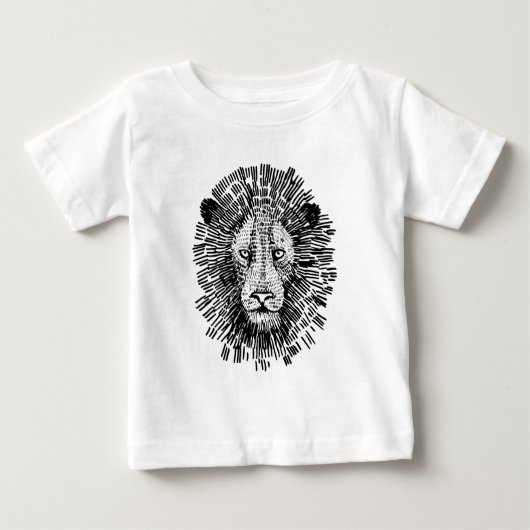 抽象的な太字のライオンの顔のイラスト ベビーTシャツ (正面)