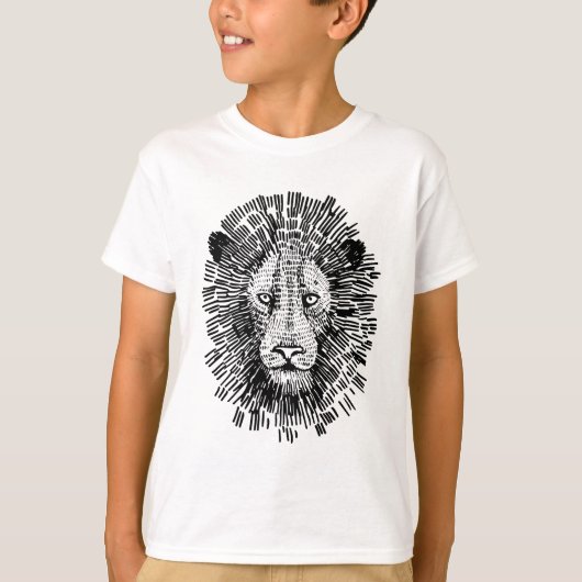 抽象的な太字のライオンの顔のイラスト Tシャツ (正面)