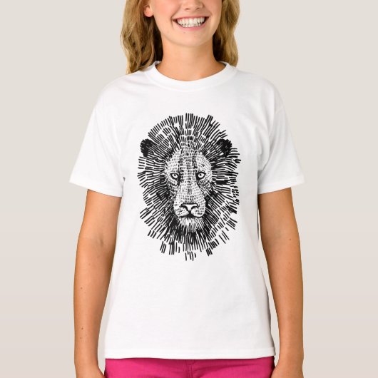 抽象的な太字のライオンの顔のイラスト Tシャツ (正面)