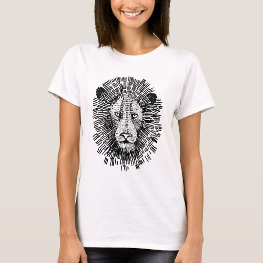 抽象的な太字のライオンの顔のイラスト Tシャツ (正面)