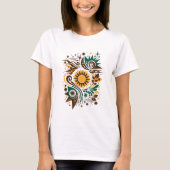 抽象的な太陽と自然の芸術デザイン Tシャツ (正面)