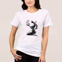 抽象的な女性のシルエットアートTシャツ 女性用 トライブレンドTシャツ