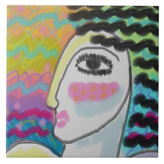 抽象的な女性のデジタルアート 女性の抽象画 タイル (正面)