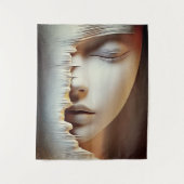 抽象的な女性の顔の壁のアート - モダンなテクスチャ タペストリー (正面)