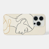 抽象的な女性の顔の線画 ミニマリストの肖像画 iPhoneケース (裏面横)