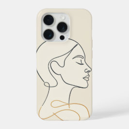 抽象的な女性の顔の線画 ミニマリストの肖像画 iPhone 15 PROケース