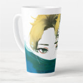 抽象的な女性の顔 カフェラテマグ (左アングル)