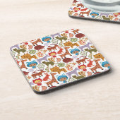 抽象的な子供および動物パターン コースター (左側)