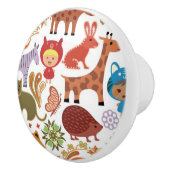 抽象的な子供および動物パターン セラミックノブ (右)