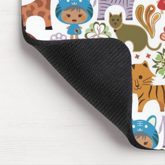 抽象的な子供および動物パターン マウスパッド (コーナー)