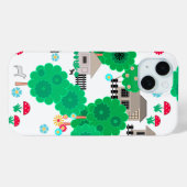 抽象的な子供向け漫画の家や犬や木のシームレスパターン グレー Case-Mate iPhoneケース (裏面 (横))
