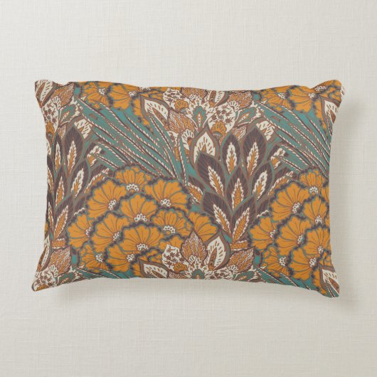 抽象的な孔雀の羽パターン アクセントクッション (裏面)