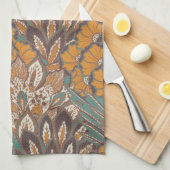 抽象的な孔雀の羽パターン キッチンタオル (四つ折り)