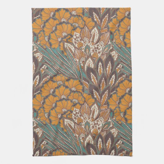 抽象的な孔雀の羽パターン キッチンタオル (縦)