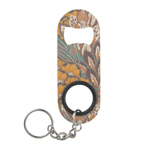 抽象的な孔雀の羽パターン キーホルダー栓抜き (正面)