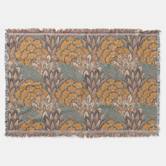 抽象的な孔雀の羽パターン スローブランケット (正面)