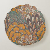 抽象的な孔雀の羽パターン ラウンドクッション (裏面)