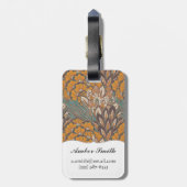 抽象的な孔雀の羽パターン ラゲッジタグ (裏面縦)