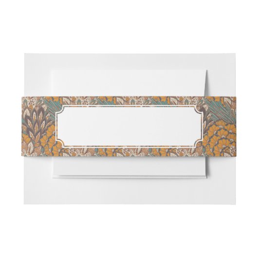 抽象的な孔雀の羽パターン 招待状ベリーバンド (正面例)