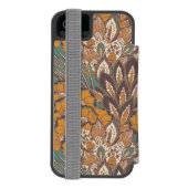 抽象的な孔雀の羽パターン INCIPIO iPhoneウォレットケース (フォリオ裏面)