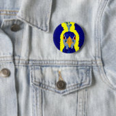 抽象的な孔雀の頭部 缶バッジ (インサイチュ)