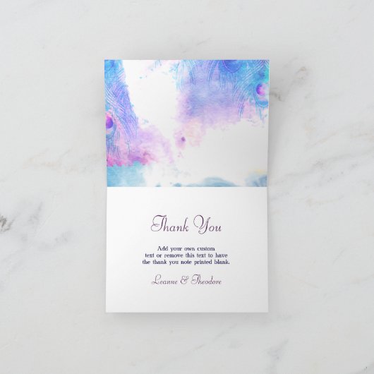 抽象的な孔雀、ウォーターカラー感謝カード サンキューカード (内部)