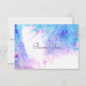 抽象的な孔雀、水彩画のサンキューカード サンキューカード (裏面)