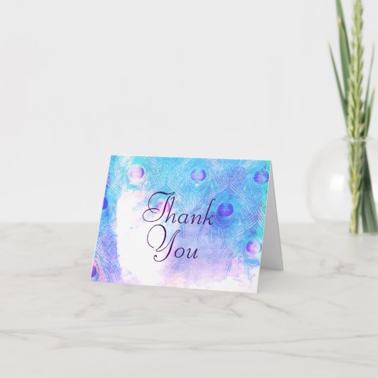 抽象的な孔雀、水彩画のサンキューカード サンキューカード (正面)