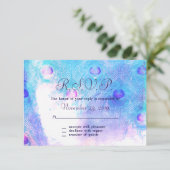 抽象的な孔雀、水彩画の応答カード 出欠カード (スタンド正面)