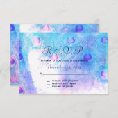 抽象的な孔雀、水彩画の応答カード 出欠カード (正面/裏面)