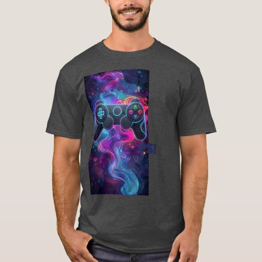 抽象的な宇宙のゲームコントローラーTシャツ Tシャツ (正面)