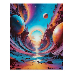 抽象的な宇宙の地平線ファンタジーの背景アート ポスター