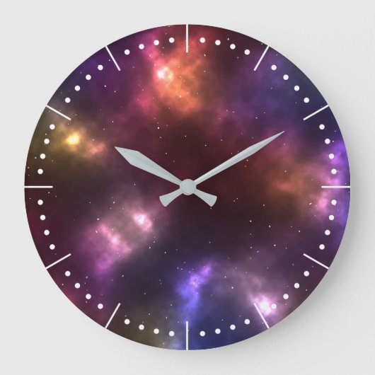 抽象的な宇宙の星座デザイン ラージ壁時計 (正面)