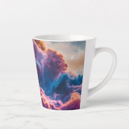抽象的な宇宙の星雲アート - カラフルな宇宙 カフェラテマグ