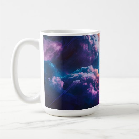 抽象的な宇宙の星雲アート - カラフルな宇宙 コーヒーマグカップ (左)