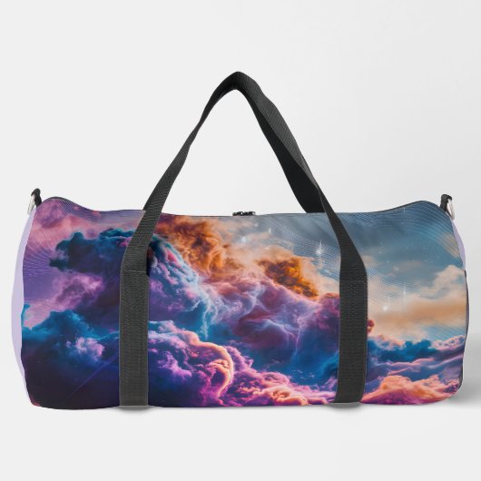 抽象的な宇宙の星雲アート - カラフルな宇宙 ダッフルバッグ (正面)