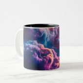 抽象的な宇宙の星雲アート - カラフルな宇宙 ツートーンマグカップ (正面左)